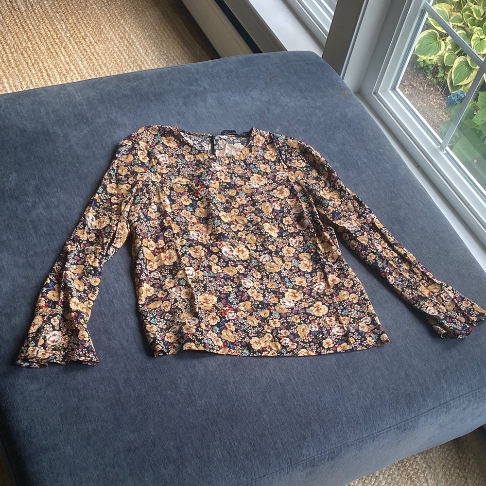 Zara Multicolor Floral Long Sleeve Blouse